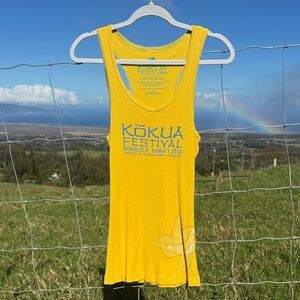 Kokua Festival Hawaii 2010 Y2K Yellow Ribbed Tank top large
